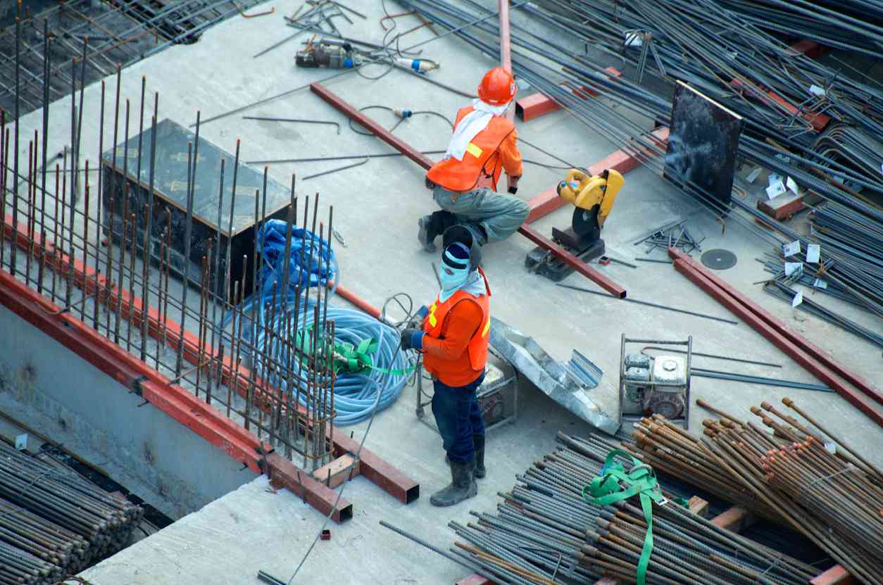 Workers on a construction site