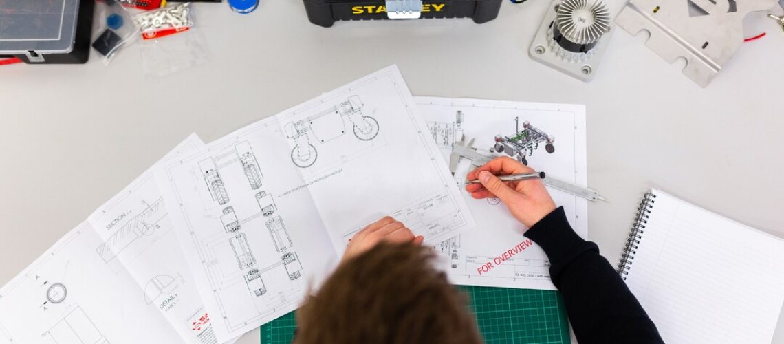 A mechanical engineer preparing layout of a structure