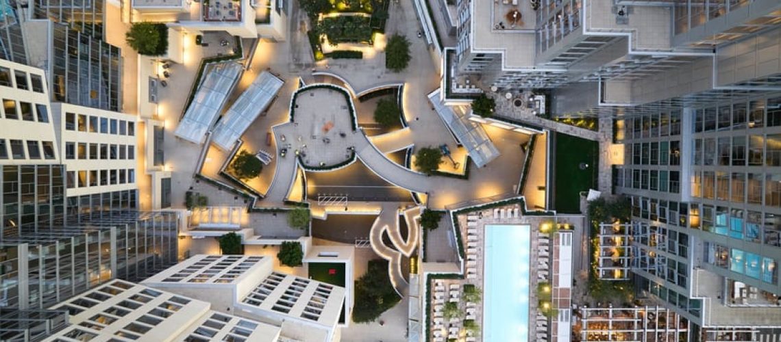 View from above of buildings at the Grand Project in LA