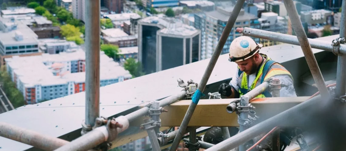 Man works at construction site