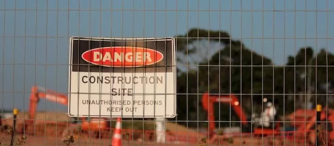 A Danger sign put on a construction site