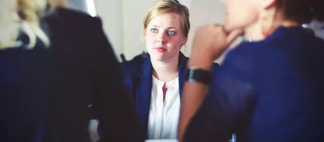 A female candidate in a construction job interview