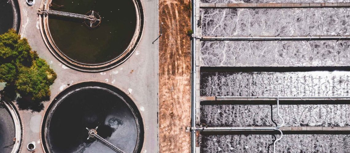 A wastewater treatment plant in operation as part of a wastewater engineering project